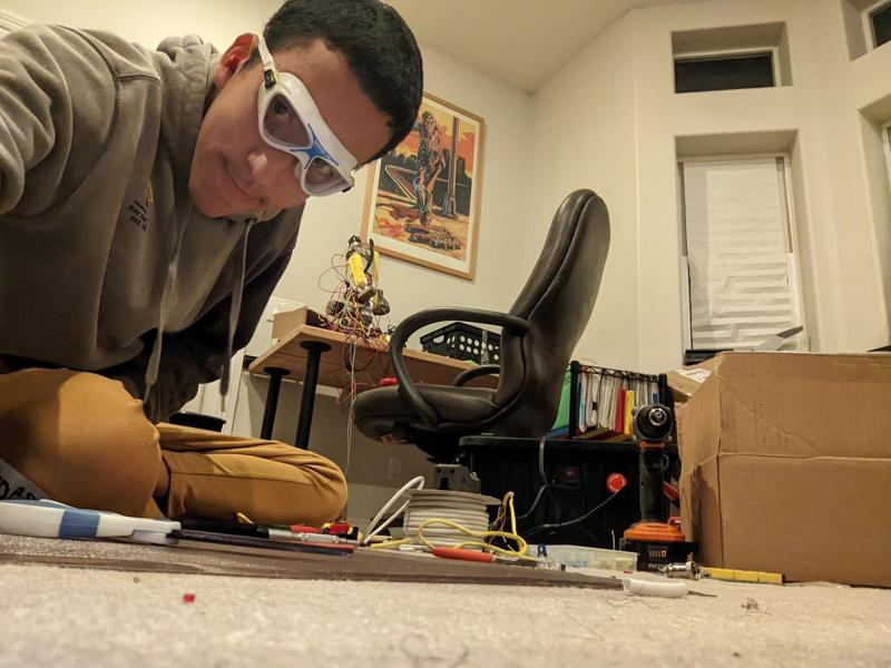 Working on it at 3am on a school night. The start of a trend with my soldering goggles.
