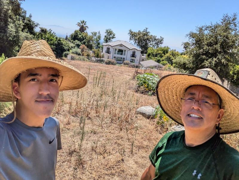 My dad and me in the back lot during construction